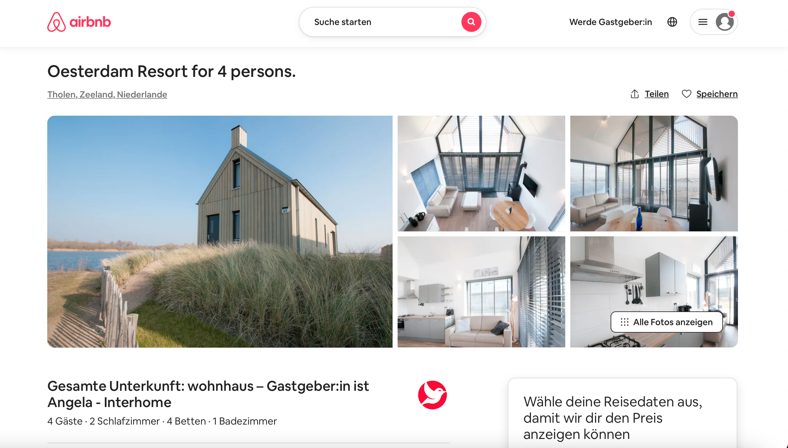 screenshot Unterkunft auf airbnb
