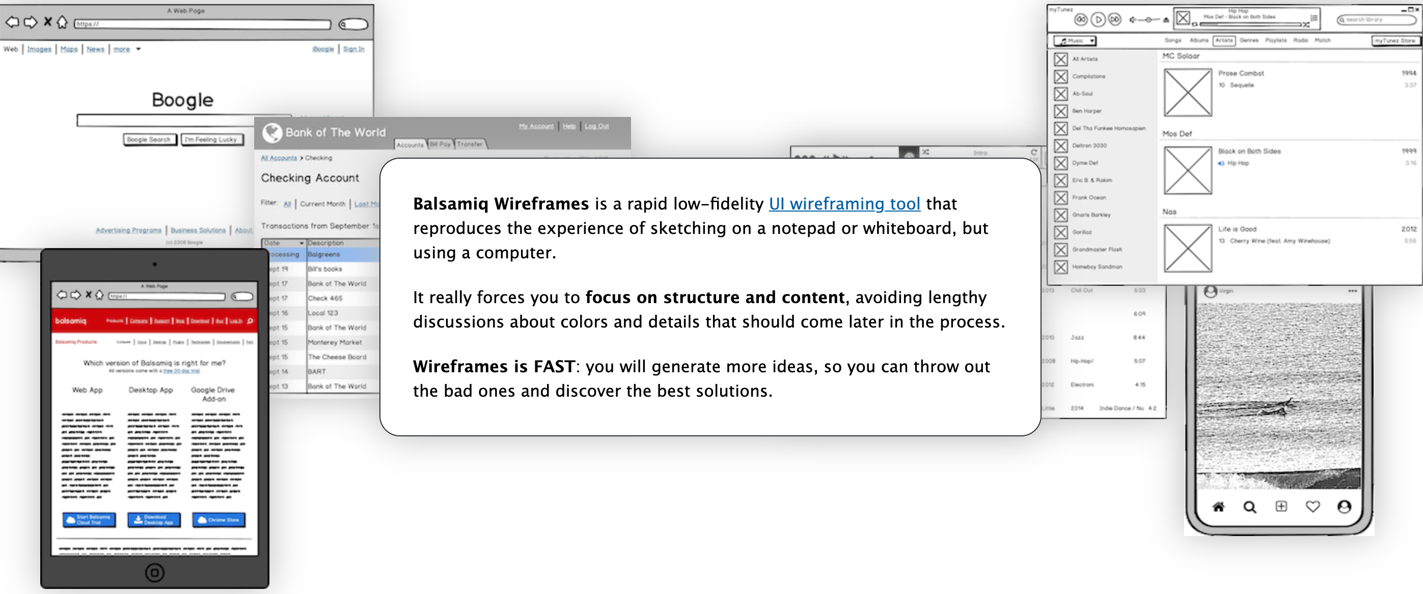 screenshot balsamiq wireframes