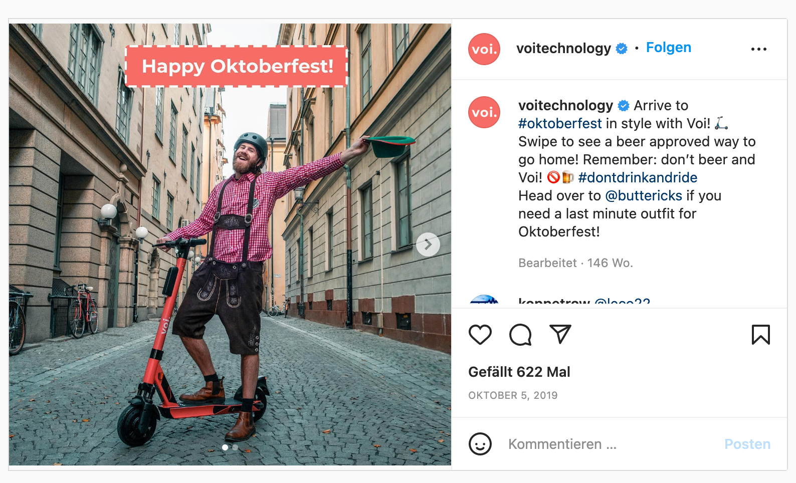 insta post der voi branding-kampagne in deutschland