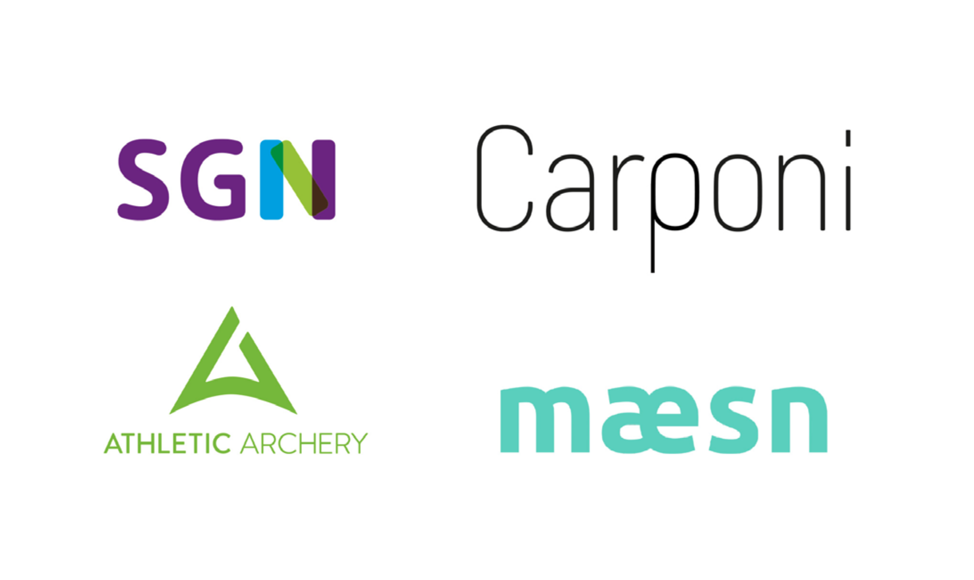 logos von caproni, sgn, maesn und athletic archery